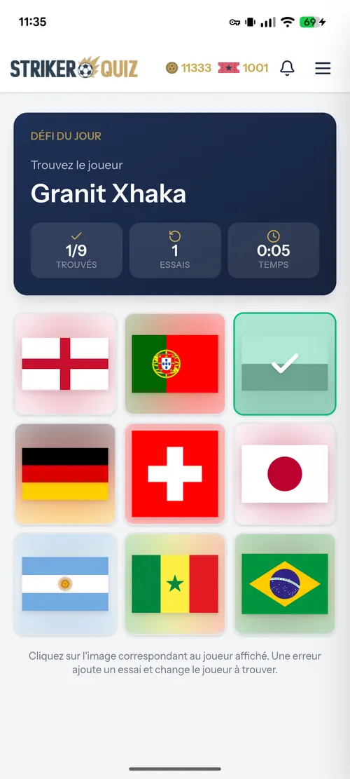 Une grille de bingo foot du jour