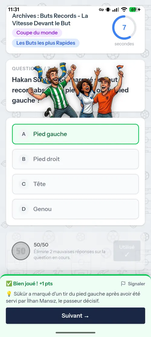 Une question de quiz foot au chrono